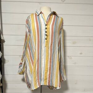 Robert Louis Yellow, Blue, and Brown Striped Shirt